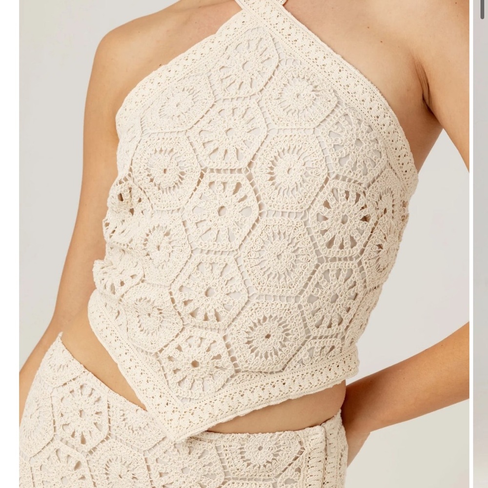 Sundays Cream Crochet Crop Top